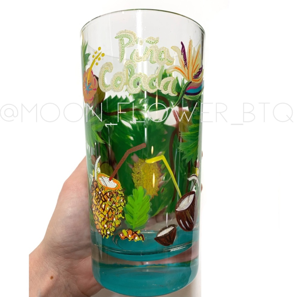 Lolita Pina Colada Hand Painted Cocktail Glass 16oz Tropical Gift Box - Picture 3 of 13